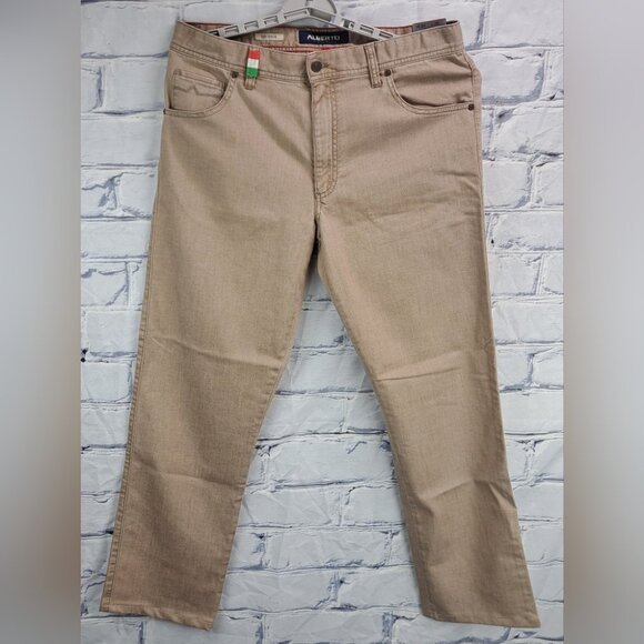 NWT Alberto Men's Modern Fit Jeans Italian Fabric Beige 8197 STONE 34x30 - Picture 1 of 16
